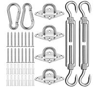 Kit di Fissaggio e Installazione, 40 Pezzi Heavy Duty Tenda Parasole Super Sun Shade Vela Hardware, Gancio Tenditore per Sicura di Tende a Vela Quadrate Rettangolari e Triangolari, Ombra Giardino