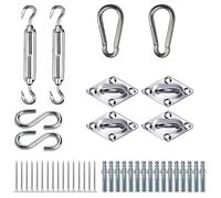 Kit Di Fissaggio E Installazione 42 Pezzi Acciaio Inox 316 Inossidabile Per Tenda Vela Da Sole Parasole Triangolare Quadrata Rettangolare Da Giardino Amaca Dondoli Heavy Duty