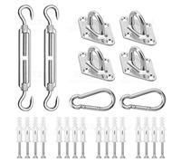 Kit di fissaggio per tende da sole da 2 pezzi, M6, robusto, in acciaio inox, per tende triangolari e rettangolari