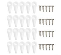 Kit di fissaggio specchio angolare clip in plastica a 90 gradi (D 20 pezzi) | Robusta struttura in plastica, colore bianco, include viti, facile da installare con trapano, tiene il vetro sicuro