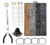 Kit di forniture per gioielli fai da te, catene per collane con fermagli, set di anelli aperti in 4 colori e pinze per gioielli per riparazione e realizzazione