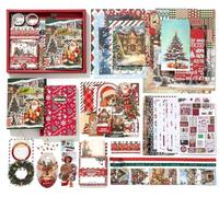 Kit di forniture per scrapbooking natalizio: kit per album di ritagli per festival di Capodanno, forniture vintage per diario spazzatura con adesivi estetici per scrapbooking, forniture per diari