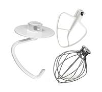 Kit di fruste, compatibile con KitchenAid, K45B K5THCB K5THBS | K45, K45SS, KN15E1X, KSM75, KSM85PS, KSM88PSQ; gancio impastatore, frusta a fili, frusta piatta