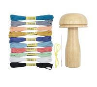 Kit Di Funghi Da Rammendo - Set Di Funghi Da Rammendo In Legno | Filo Da Cucito Facile Da Usare Per Lana Da Cucito Fai Da Te | Aghi Darner Per Uncinetto Con Filato Cinturino Elastico | Funghii Darner