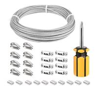 Kit di funi metalliche rivestite in vinile in acciaio inossidabile 304 per piante da giardino e stendibiancheria, cavo lucidato a specchio resistente alla ruggine, diametro 2 mm (20 metri)