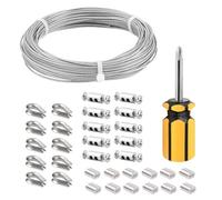 Kit di funi metalliche rivestite in vinile in acciaio inossidabile 304 per piante da giardino e stendibiancheria, cavo lucidato a specchio resistente alla ruggine, diametro 2 mm (30 metri)