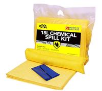 Kit di fuoriuscita da 15 l (chimico 15 l), uso giallo sulle fuoriuscite che coinvolgono sostanze chimiche Acidi aggressivi Alcali all'esterno/interno