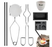 Kit di fusione e fusione della torcia da 8 pezzi - include pinze per frusta, crogiolo in argilla grafite, crogiolo | kit completo di crogioli con torcia riscaldante, rame, alluminio, ferro, argento