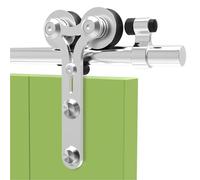 Kit di ganci for rulli for porte scorrevoli in legno for fienili in acciaio inossidabile argentato da 2 pezzi con accessori (senza rotaia/senza porte),Struttura Pesante(A Horn Shape)