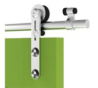 Kit di ganci for rulli for porte scorrevoli in legno for fienili in acciaio inossidabile argentato da 2 pezzi con accessori (senza rotaia/senza porte)(C Round Shape)
