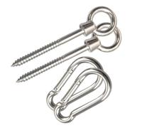 Kit di Ganci per Amaca Sospesa in Acciaio Inox, 4 Pezzi | Montaggio a Soffitto e Garage, Uso Multi-superficie, per Yoga Aereo e Sacchi, Finitura Argento