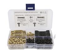 Kit di ganci per quadri a dente di da 100 pezzi, 4 mm, con doppio foro, con 240 viti per appendere cornici per foto, orologi, dipinti, quadri su tela e decorazioni da parete,