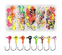 Kit di ganci per testa da pesca, 69 pezzi rotondi con sfere crappie Jig Heads esche da pesca dipinte assortite per Walleye Bass acqua salata pesca d'acqua dolce