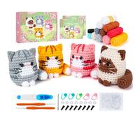 Kit di gancio completo per principianti con video tutorial passo passo - Kit di avvio per gattini (gatto all'uncinetto, 4 pezzi)