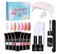 Kit di gel per poli, kit per poli | Kit per chiodi set gel di estensione con luce UV - Soluzione di ispessimento nudo 7 Colori Builder arte 'unghia del piede per donne
