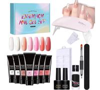 Kit di gel per unghie poli per principianti, kit per unghie insieme con tutto - Set di gel di estensione con kit per unghie poli UV - 7 colori Soluzione di ispessimento nuda 'unghia da orta