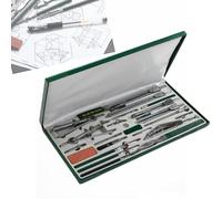 Kit di Geometria da 23 Pezzi Strumenti di Disegno Professionali per ingegneria Edile, Set di bussole in Acciaio Inossidabile con Ampia Trave di Estensione per progettisti, disegnatori, Marinai