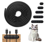Kit di Gestione dei Cavi,1 Guaina cavi Elettrici 13mm-3.1m,5 Organizer a Clip Fermacavi Multifunzione Adesivo per Cavo,Protezione di Cani e Gatti per Cavo Per Cavi Per Ufficio Casa Auto