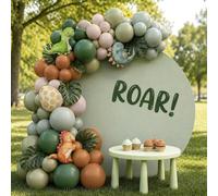 Kit di ghirlande con palloncini a forma di dinosauro, diverse dimensioni, per bambini, safari, feste di compleanno, baby shower (bianco)
