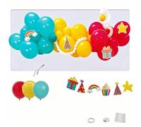 Kit di ghirlande di palloncini di compleanno arcobaleno, palloncini in lattice verdi, gialli e rossi, con confezione regalo arcobaleno, cappello per cupcake e feste, striscioni colorati per feste di