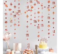 Kit di ghirlande metalliche con numero 21 cerchio a pois scintillanti a forma di stella, da appendere, per ragazze, 21° compleanno, finalmente legale, ventuno anniversario, forniture per feste di