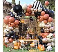 Kit di ghirlande per arco di palloncini di Halloween, palloncini arancioni bruciati neri e arancioni bianchi, palloncini retrò arancioni e ragni e palloncini in lamina a righe nere per bambini
