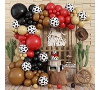 Kit di ghirlande per arco di palloncini occidentali, 173 pezzi, marrone, rosso, nero, kit per arco di palloncini per Wild West My First Rodeo Baby Shower Compleanno Country Farm Fiesta Decorazioni per