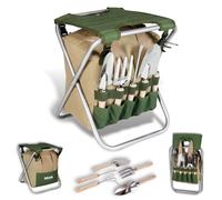 Kit di Giardinaggio con Sgabello Pieghevole e 5 Attrezzi KIT3 Struttura in