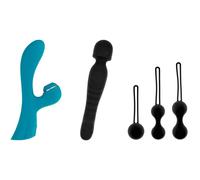 Kit di giocattoli sessuali Hugbox con vibratore a bacchetta/succhia-clitoride e palline di geisha
