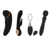 Kit di giocattoli sessuali Hugbox: succhia clitoride, vibratore a forma di coniglietto, uovo vibrante e vibratore a bacchetta