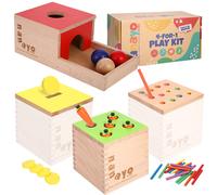 Kit di gioco 4x1 Nanayo, include la scatola di permanenza dell'oggetto, il gioco Montessori della raccolta delle monete e delle carote, il gioco