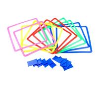 Kit di gioco con anelli di salto: cerchi di colorati, quadrati đe 15 pollici con connettori, corsa d´e passi sul pavimento, allenatore d¨e coordinazione dare attività, funzione pratica