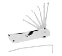 Kit di grimaldelli 7 in 1, set di grimaldelli pieghevoli portatili, in acciaio inox, set professionale per la formazione di lockpicking, strumenti professionali per fabbri, kit estrattore chiavi, Lo