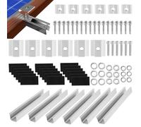 Kit di guide di montaggio per pannelli solari, staffe e morsetti in lega di alluminio con guide scorrevoli, supporti per pannelli solari per tetti trapezoidali e piatti, camper, barche, yacht