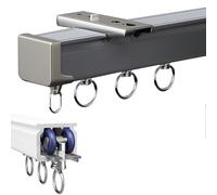 Kit di guide per tende da soffitto resistenti e silenziose, 190 cm, colore grigio, 2 x 95 cm, per uso domestico e ufficio
