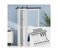 Kit di guide scorrevoli for porte da fienile, con limitatore e smorzamento a molla, robusto kit di ferramenta scorrevole in acciaio adatto for armadi, bagni e garage(150cm orbit)