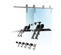Kit Di Guide Scorrevoli In Acciaio Al Carbonio,accessori Per Ferramenta Per Porte Da Fienile,kit Di Rulli Per Guide Per Porte Scorrevoli,adatto Porte Doppie(65.8" Track (Double Doors))