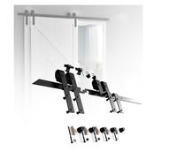 Kit Di Guide Scorrevoli In Acciaio Al Carbonio,accessori Per Ferramenta Per Porte Da Fienile,kit Rulli Per Guide Per Porte Scorrevoli,adatto Per Porte Doppie(96.1" Track (Double Doors))