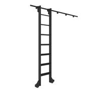 Kit Di Hardware Per Scaletta Scorrevoli Libreria - Kit Hardware Scaletta Libreria Rotolante Con Rulli Per Pavimento, Binari Mobili In Tubo Tondo In Acciaio Nero(400cm(13.1 ft) track kit)