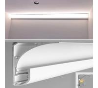 Kit di illuminazione a LED per soffitto - canale in alluminio con modanatura a corona da 4 m con diffusore a striscia e profilo rondella da parete per illuminazione indiretta e decorazione della casa