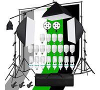 Kit di illuminazione fotografica a 4 prese portalampada 1,6 x 3 m sfondo sfondo panno telaio a sbalzo supporto per studio fotografico (dimensioni: E) ()