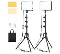 Kit di illuminazione LED per fotografia video con treppiede da 62,99 pollici, Unicucp 2500-8500 K, dimmerabile, luce da studio streaming, per registrazione video, riprese live YouTube, riprese