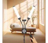 Kit di illuminazione per trucco dimmerabile Zenithaur, luce di riempimento a LED da 40 W con doppio braccio regolabile, 3 modalità di colore, supporto per telefoni flessibili e