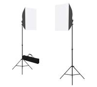 Kit di illuminazione Studio 2 scatole luminose 40 x 60 cm Nero, treppiede in acciaio regolabile 90-208 cm con filettatura 1/4", lampadine incluse e borsa per il trasporto per fotografia