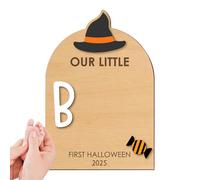 Kit di impronta di mano del bambino, arte di impronta di piede in legno per bambino Halloween, kit creativo con inchiostro per ornamento a mano, regalo di famiglia, papà, mamma, Natale, Halloween