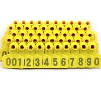 Kit di installazione di marchi auricolari per bovini per mucche, 100 pezzi (numero 001-1000) 1-100 yellow