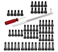 Kit di installazione e estrattore per valvole pneumatici, 62 pezzi, con steli in gomma EPDM resistente, nucleo in ottone e strumenti in acciaio per lavori con pneumatici tubeless