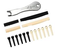 kit di installazione per chitarra Strumento di estrazione per rimuovere i perni del ponte della chitarra con dado per sella per chitarra da 2 pezzi e perni del ponte per chitarra da 12 pezzi