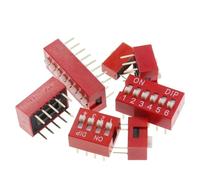 Kit di interruttori DIP in scatola 1 2 3 4 5 6 8 vie 2,54 mm interruttori a levetta rossi interruttori a scatto kit misto ogni 5 pezzi set combinato(4 Pin)