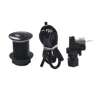 Kit di interruttori pneumatici per lo smaltimento dei rifiuti, compatibile con tutte le marche, pulsante autobloccante ABS, acciaio inossidabile nero, argento spazzolato, 64 x 46 mm, 32 mm, foro di